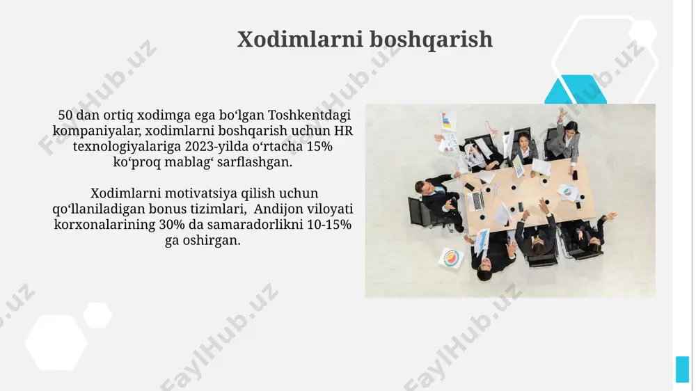 , 5 turdagi huquqiy shakllar mavjud boʻlib, ular orasida mas’uliyati cheklangan jamiyat (mchj) toshkent shahrida eng koʻp tarqalgan hisoblanadi. mas’uliyati cheklangan jamiyat (mchj) va qoʻshimcha javobgarlik bilan javob beradigan jamiyat (qjj) oʻrtasidagi asosiy farq 1 million soʻmdan ortiq kapitalga ega boʻlgan korxonalar uchun qoʻllaniladi. e'tiboringiz uchun rahmat @taqdimot_robot image1.jpg image2.jpg image3.jpg image4.jpg image5.jpg image6.jpg image7.jpg image8.jpg image9.jpg