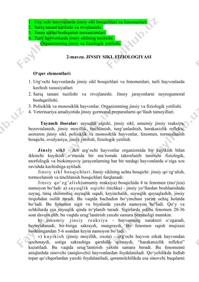 jinsiy sikl va fiziologiyasi — DOC