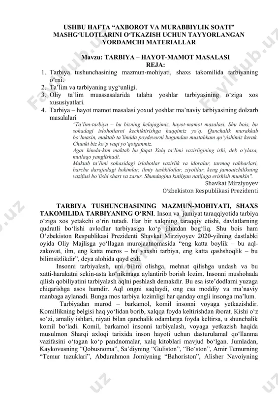 qamrab olgan: birinchisi – o‘zbekiston davlat jismoniy tarbiya va sport universiteti hamda uning nukus va farg‘ona filiallarida ta’lim sifatini oshirish, ikkinchisi – sport ta’limi muassasalarida boshqaruv tizimini takomillashtirish, uchinchisi – sohada ilmiy tadqiqotlar tizimini yaxshilash. qayd etilishicha, 2023-2024-o‘quv yilidan boshlab ta’lim dasturlari yetakchi xorijiy universitetlarning dasturiga ko‘ra shakllantiriladi. barcha bakalavriat va magistratura yo‘nalishlariga oid malaka talablari qayta ko‘rib chiqiladi, o‘qituvchilar va bitiruvchilarning bilimi, mahorati va pedagogik ko‘nikmalarini baholovchi kompetensiyaviy sertifikatlash yo‘lga qo‘yiladi. bugungi kunda dolzarb bo‘lmagan 5 ta bakalavriat yo‘nalishi tugatilib, 2 ta magistratura mutaxassisligi tashkil etiladi. o‘quv va mashg‘ulotlar jarayoniga federatsiyalarning tajribali mutaxassislari hamda xorijiy ekspertlar jalb qilinadi. sport sohasida faxriy unvon va toifa darajasiga ega bo‘lgan, nufuzli xalqaro musobaqalarda g‘olib bo‘lgan abituriyentlar kasbiy imtihonlarni topshirishdan ozod qilinadi. talabalarni rag‘batlantirish uchun pahlavon mahmud nomidagi davlat stipendiyasi joriy etiladi. iqtidorli bitiruvchilarga sport bo‘yicha hakam hamda ikkinchi toifali trener maqomi beriladi. ta’lim va ilm bog‘liqligini mustahkamlash uchun yagona kuzatuv kengashi tuzish …