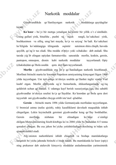 narkotik moddalar — DOC