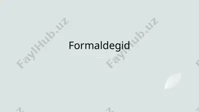 formaldegid — PPTX