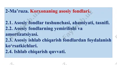 asosiy fondlar — PPTX