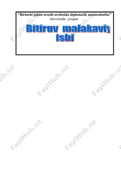 birinchi jahon urushi arafasida diplomatik munosabatlar — DOC