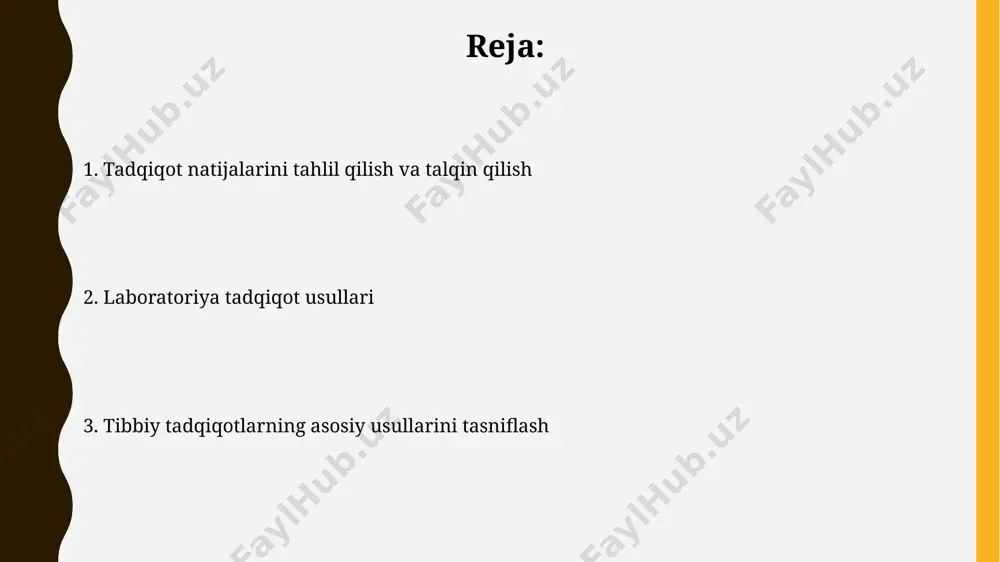 aniladigan usullar turli xil kasalliklarni (masalan, 1- va 2- turdagi diabet) o'rganish uchun mo'ljallangan bo'lib, ularning samaradorligini baholash uchun 100 dan ortiq bemor ishtirok etadigan klinik sinovlar o'tkaziladi. jahon sog'liqni saqlash tashkilotining ma'lumotlariga ko'ra, 2023 yilda dunyo bo'yicha 5000 dan ortiq tibbiy tadqiqot loyihalari amalga oshirilgan bo'lib, ularning 20% laboratoriya tadqiqotlariga bag'ishlangan. epidemiologik tadqiqotlar epidemiologik tadqiqotlar 2000 yildan keyin o'zbekistonda yuqumli kasalliklarning tarqalishini o'rganishda keng qo'llanilib, 50 dan ortiq ilmiy maqolalar yozilgan. epidemiologik tadqiqotlar natijalari tokioda o'tkazilgan xalqaro konferentsiyada taqdim etilgan bo'lib, 3 turdagi kasalliklarning geografik tarqalishi tahlil qilingan. genetik tahlillar next-generation sequencing (ngs) texnologiyasi 1 millionlab dnk ketma-ketligini bir vaqtning o'zida aniqlash imkonini berib, noyob genetik mutatsiyalarni aniqlashga yordam beradi va germaniyaning myunxen shahridagi tadqiqot institutlarida faol qo'llanilmoqda. mikroarray texnologiyasi yordamida 20 000 dan ortiq genning bir vaqtning o'zida tahlilini o'tkazish mumkin, bu esa saraton kabi murakkab kasalliklarning genetik asosini tushunishga yordam beradi va aqshning boston shahri klinikalarida keng …