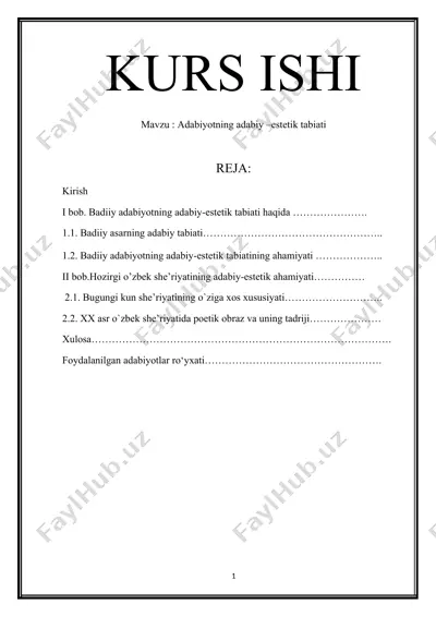 adabiyotning adabiy-estetik tabiati — DOCX