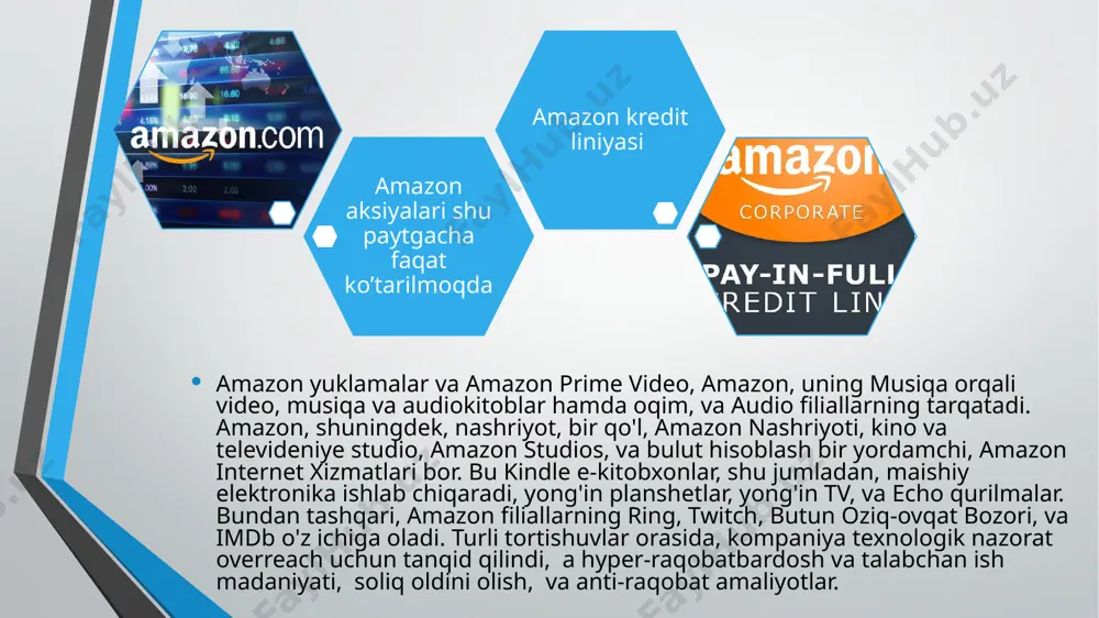 nosabatlar va o'zi va uning etkazib beruvchilar o'rtasidagi biznes-to-biznes munosabatlar e'tibor boshladi va keyin operatsiyalarni engillashtirish uchun vositachi sifatida harakat amazon bozor bilan mijoz-to-mijozga osonlashtirish uchun ko'chib. kompaniya hech kim o'z platformasidan foydalanib deyarli hech narsa sotish imkonini beradi. hech kim post-amazon ishoratlar beradi hamkorlik dasturi tashqari va click-orqali savdo bo'yicha komissiya pul ishlang, o'sha filiallari amazon platformasi asosida butun veb-saytlar qurish imkonini beradi, bir dastur endi bor ba'zi boshqa yirik elektron tijorat sotuvchilar o'z veb-saytlari orqali ularni sotish bilan bir qatorda, o'z mahsulotlarini sotish amazon foydalanish. sotish orqali qayta ishlanadi amazon.com va qayta ishlash va buyurtma bajarish uchun individual sotuvchilar da yakun va amazon bu chakana savdo uchun oraliq lizing. ishlatilgan va yangi mahsulotlarning kichik sotuvchilari amazon bozoriga borib, mahsulotni belgilangan narxda taklif qilishadi. amazon, shuningdek, tomchi shippers yoki huzur sotuvchilari foydalanishni ish bilan ta'minlangan. bu boshqa raqobat veb-saytlari, lekin, odatda, boshqa amazon a'zolari to'g'ridan-to'g'ri, bu mol buyurtma amazon …