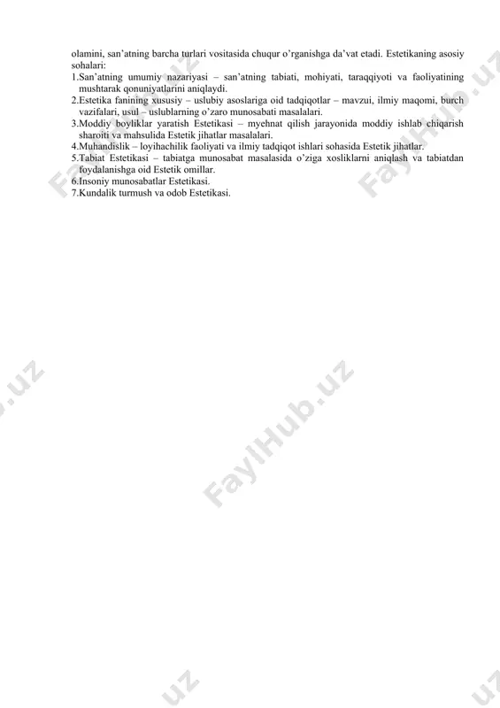 rat. san’at va axloq munosabatlariga 3 uslub bo’yicha yondashiladi. 1.«axloqiy». «badiiy ijodni axloq - odobga bo’ysundirish, ezgulikni san’atning birdan-bir va eng oliy maqsadi sifati targ’ib ettirishdir. bunga aflotun, russo, a.tolstoy qarashlarni misol kyeltirish mumkin. 2.san’atni axloqdan «ozod qilish» uslubi. axloqiylik ruhi san’at erkinligini bug’adi, natijada nafosatni halokat yoqasiga olib kyeladi. san’at ezgulikdan ham, yovuzlikdan ham mustasno bo’lishi kyerak. 3.san’atda axloqiylik bilan «axloqsiz»likni birlashtirish uslubi. arastu fikricha, san’at axloqiylikning estetik maktabi bo’lib xizmat qiladi. san’at asoslarida badiiylik bo’lmasa, u axloqiylikda mahrum bo’ladi. badiiylik hamma vaqt axloqiylikni, axloqiylik esa yuksak darajadagi estetik didni taqozo etadi. san’at voqyelikni aks ettirish jarayonida jamiyatda amal qilayotgan axloqiy munosabatlarni, odob qoidalarini, axloqiy g’oya va qarashlarni, inson ichki dunyosini, axloqiy qiyofasini ochib beradi. san’at – inson axloqiy odobining ko’zgusidir. axloqiy va estetik qarashlar bog’liqligi qadim davrlardayoq aniqlangan bo’lib, xalq og’zaki ijodida «nafosat» tushunchasi ezgulik axloqiy poklik, go’zallik tarzida ifodalanadi. san’at yaxshi va yomon hodisalarni ibrat qilib ko’rsatish …