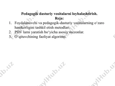 pedagogik dasturiy vositalarni loyihalashtirish — PPTX