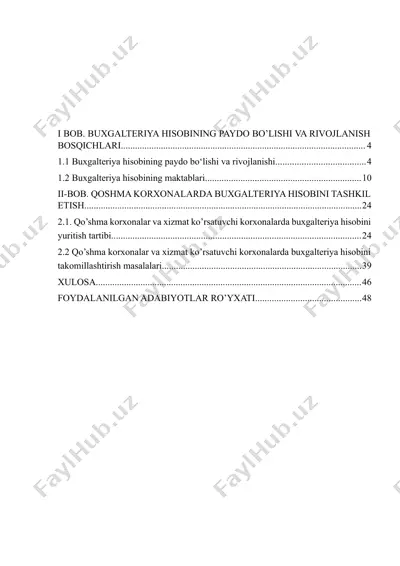 buxgalteriya hisobini tashkil etish — DOCX