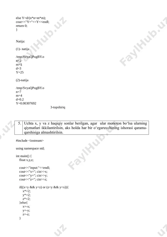 chiziqli, tarmoqlanish va uzilishlarni tashkil etish operatorlari - Page 2