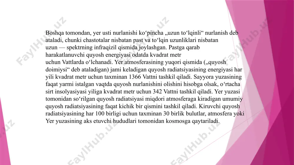 ishga olib keladi.buning oqibatlarini ko‘rib chiqsak: 2011-2020 yillar oralig‘ida grenlandiyada 3-5 trillion tonna muz erib ketgan. bu – 1 yilda o‘rtacha 357 milliard tonna muz eriganini anglatadi. hududda jami 1 million 700 ming kilometr maydon muz bilan qoplangan, agar ularning barchasi erib ketsa, dunyoda dengiz sathi 6 metrga ko‘tarilishi mumkin. muzlar erishi oxirgi 40 yil ichida 21 foizga tezlashgan. agar muzlarning erishi sekinlashmasa, dengiz sathi 2100 yilga borib, 71 santimetrga ko‘tarilishi mumkin. bu – qirg‘oqbo‘yi davlatlari yo‘q bo‘lib ketishi mumkin degani. chunki insoniyatning qariyb 1/3 qismi qirg‘oq chizig‘idan 100 kilometr uzoqlikda yashaydi. masalan, tinch okeanida joylashgan tuvalu va marshall orol-davlatlari shundaylardan birinchilari bo‘lishi mumkin. global isish sabab arktika dengiz muzi har o‘n yilda deyarli 13 foizga erib boryapti. so‘nggi 30 yilda esa arktikadagi eng qadimgi va eng qalin muzning 95 foizi erib ketdi. isish to‘xtamasa, arktika 2040 yilda yozini muzsiz o‘tkazishi mumkin. arktika muzliklarini erishi olimlar global isish oqibatida yuzaga …