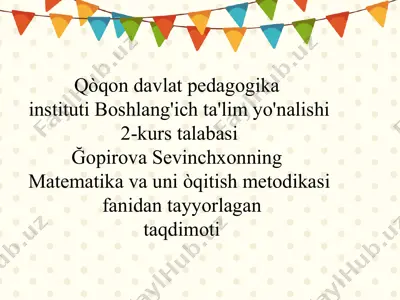 matematika va uni òqitish metodikasi — PPTX