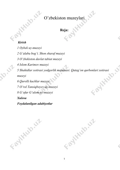 o’zbekiston muzeylari — DOCX