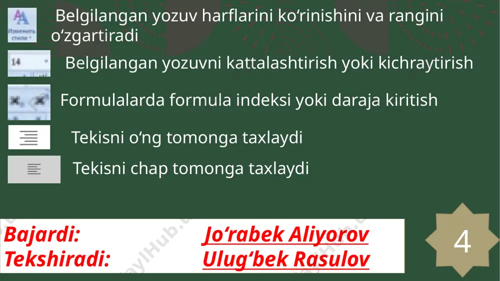 wordda главная paneli uskunalarining vazifalari - Page 4