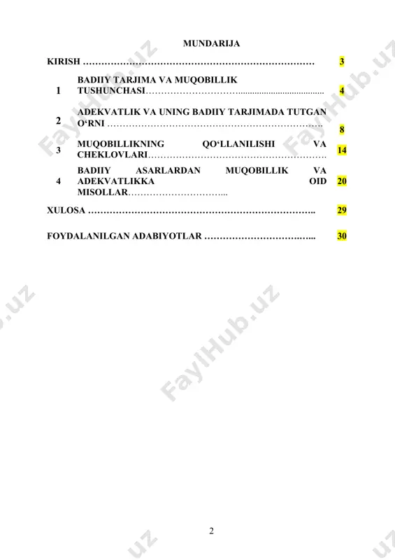 diiy asarlarning hissiy va estetik mohiyatini, muallifning til orqali ifodalagan fikrlarini ham aks ettirish jarayonidir. tarjimada muqobillik va adekvatlik tushunchalari ikki asosiy omil sifatida ajralib turadi, chunki ular tarjima sifatini va uning original asar bilan aloqasini aniqlaydi. muqobillik - bu tarjimadagi so‘z va ifodalarning o‘zaro mosligi, ya'ni bir tildan ikkinchi tilga o‘tkazilgan so‘zlarning yoki iboralarining asl ma'nosiga to‘g‘ri kelishi. muqobillik nafaqat til, balki madaniyat va kontekstual shartlarga ham bog‘liq bo‘lgan omil sifatida tarjimaning har bir elementini originalga mos keltirishni talab qiladi. muqobillikni to‘g‘ri saqlash, tarjima qilingan matnni o‘qiydigan kishi uchun oddiy va tushunarli bo‘lishiga yordam beradi. shu bilan birga, muqobillik va adekvatlik badiiy tarjimadagi asosiy printsiplar bo‘lib, ularning uyg‘unlashuvi tarjimaning sifatini, samaradorligini va maqsadga muvofiqligini ta'minlaydi. 1 badiiy tarjima va muqobillik tushunchasi badiiy tarjima, asosan, adabiyotshunoslikda, tilshunoslikda va tarjimashunoslikda keng tarqalgan atama bo‘lib, badiiy asarlarning boshqa tilga o‘tkazilishi jarayonini anglatadi. tarjima nafaqat tilning o‘zgartirilgan shakli, balki bir madaniyatning boshqa bir …