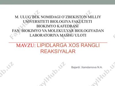 lipidlarga xos rangli reaksiyalar — PPT