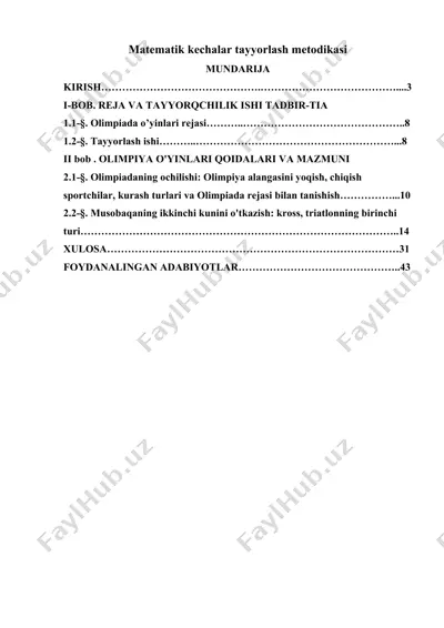 matematik kechalar tayyorlash metodikasi — DOCX