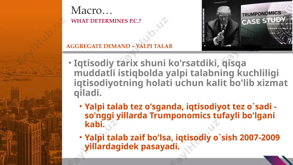 ortant motivation for saving in the real world. macro… consumption and saving haqiqatan ham yuqori yoki haqiqatan ham past bo'lgan foiz stavkasi iste'molchilarga hech narsa yoki umuman sarflamaslikka majbur qiladimi? haqiqatda, aksariyat odamlar ushbu ekstrim strategiyalarning hech birini tanlamaydilar, aksincha iste'molning keskin tebranishlaridan qochishga harakat qilishadi. bu iste'molni yumshatuvchi motiv sifatida tanilgan endi, iste'molni yumshatuvchi motiv iste'molchilarning xatti-harakatlarini iqtisodiy farovonlikda, shu jumladan o'zgarishlar sodir bo'lganda qanday boshqarishini ko'rib chiqamiz … joriy daromad, kutilayotgan kelajakdagi daromad, va boylik va boshqa omillar so, why did j. kennedy`s policy work? ‹#› macro… consumption and saving iste'molga nisbatan marjinal moyillik(marginal propensity to consume) … iste'mol o'zgarishining bir martalik daromadning o'zgarishiga nisbati. iste'molchilarning sarf-xarajatlariga har qanday siyosatning dastlabki ta'sirini baholash uchun iqtisodchilar avval mpcni taxmin qilishlari kerak, so'ngra soliq imtiyozlari miqdorini yoki boshqa siyosat choralarini taxminiy mpc bilan ko'paytirishi kerak. ular hech qachon haqiqiy mpcni aniqlik bilan bilishmaganligi sababli, ularning bashorati har doimgiday kichik xatolarga …