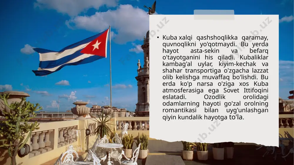 q joylarda quyosh batareyalari o‘rnatilgan. iqtisodiy rivojlanishning yangi strategiyasi doirasida amalga oshirilayotgan o‘zgarishlar umumiy ta’lim muassasalarini tamomlayotganlarni iqtisodiyot talablari bilan bog‘liq holda kasb-hunar va kasb-hunar ta’limiga ko‘maklashish orqali keyingi o‘qishni davom ettirishga undadi. texnik kasbiy tayyorgarlik (etp – “enseñanza técnica profesional”)ga ustuvorlik beriladi va vazirlikning 812-sonli qarori bilan ushbu darajadagi mutaxassisliklarning yangi tuzilmasi tashkil etildi. 2012-2013 oʻquv yilida etp va oliy oʻquv yurtlari uchun ajratilgan oʻrinlar nisbati teskari oʻzgartirildi va shu bilan hozirda oʻrta maktabni tamomlayotgan 133 mingdan ortiq oʻsmirlarga etp oʻrinlarining 58% va universitetdan oldingi kurslar uchun 42% taqdim etildi. . oxirgi oʻn yillikda oliy taʼlimni mamlakatimizning barcha hududlarida keng yoʻlga qoʻyish va koʻproq yoshlarni, xususan, kam taʼminlangan ijtimoiy taʼlimga ega boʻlgan yoshlarni oʻqishga kirishini osonlashtirish maqsadida oliy taʼlimni universallashtirish dasturi amaliyotga joriy etildi. : ta'lim darajasi past oilalar farzandlari, qishloq aholisi va afrika millatiga mansub yoshlar. 2011-2012 o'quv yilida 123 ta munitsipal universitet markazlari faoliyat ko'rsatdi, bunda kubaning …