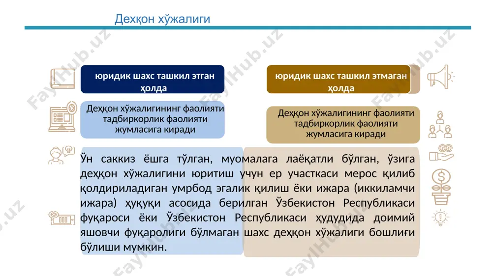 all boniteti pasayganda yoki oshganda) qishloq xo'jaligiga mo'ljallangan erlarga ega bo'lgan dehqon xo'jaliklariga va jismoniy shaxslarga nisbatan sk- 429-moddasining 9 va 10 qismlarida nazarda tutilgan tartib tatbiq etiladi. ya'ni, sifati yomonlashguniga qadar mavjud bo'lgan bonitent balidan kelib chiqkan holda to'lanadi. qishloq xo'jaligi erlarining sifati yaxshilangan taqdirda (bonitet bali oshganda), agrotexnik tadbirlar tugagan davrlarda qayta hisob-kitob qilinmasdan to'lanadi suv solig'ining stavkasi dehqon xo'jaliklari uchun soliq bazasi suvdan foydalanish va suv iste'moli sohasidagi vakolatli organ taqdim etgan ma'lumotlarga asosan soliq organlari tomonidan aniqlanadi. t/r soliq to'lovchilar va soliq solish ob'ektlari 1 kub metr uchun soliq stavkasi (so'mda) er usti suv resurslari manbalari er osti suv resurslari manbalari 3. dehqon xo'jaliklari va qishloq xo'jaligi erlariga ega bo'lgan jismoniy shaxslar 100 100 soliq organlari soliq bazasidan va belgilangan soliq stavkalaridan kelib chiqqan holda quyidagilar uchun soliq summasini aniqlaydi: dehqon xo'jaliklari uchun ular tomonidan avvalgi soliq davrida foydalanilgan suv hajmining 70 foizi miqdorida. avvalgi soliq …