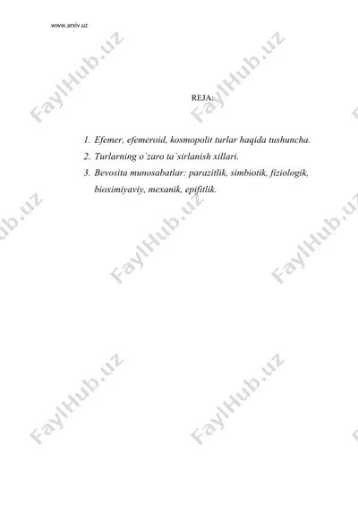 o`simliklar orasidagi o`zaro munosabatlar — DOC