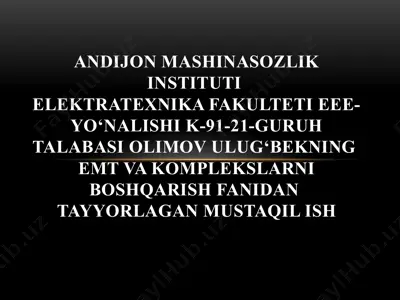 o‘zgartgich - motor tizimida tezlik bo‘yicha teskari bog‘lanish — PPTX