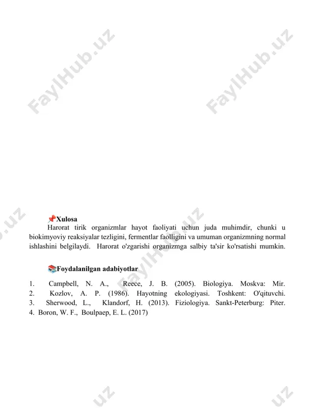 tirik organizmlarning haroratdagi ahamiyati - Page 5