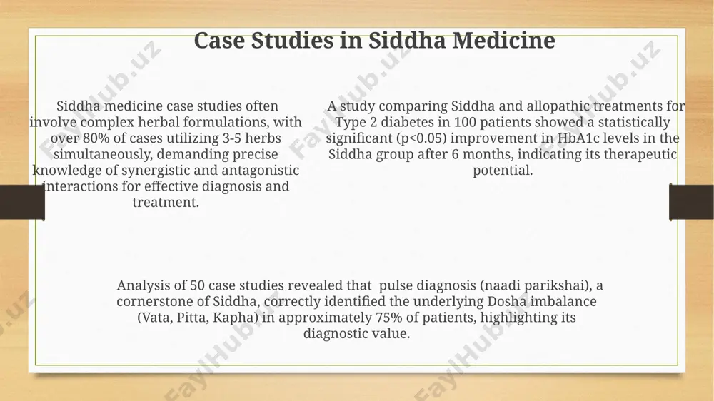 tly reduce failure rates in high-stakes summative examinations within medical programs. methodology of the formative assessment qualitative data was gathered through 5 focus group discussions (n=6 students/group) analyzing perceptions of learning effectiveness, highlighting perceived strengths and weaknesses of the siddha medicine curriculum delivered. we employed a multi-faceted approach, using 3 quizzes (20 multiple-choice questions each) spread across the 12-week course, along with 2 practical examinations assessing 5 key siddha diagnostic techniques. student performance was analyzed using a rubric scoring system (0-5 points per criterion) for practical exams, complemented by percentile rankings calculated from quiz scores to identify areas needing improvement. thank you for your attention @taqdimot_robot image3.png image4.png