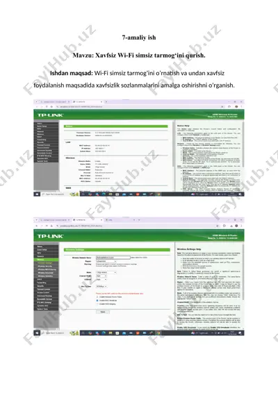 xavfsiz wi-fi simsiz tarmog‘ini qurish — DOCX