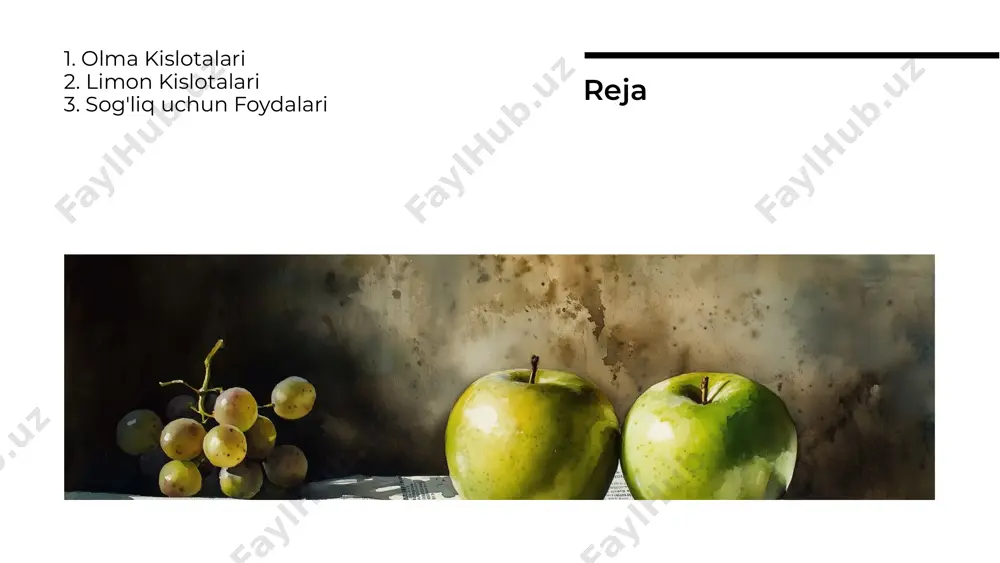 ma va limon kislotalari sog'liq uchun juda foydali. ularning foydalari va ta'siri ko'p jihatdan organizmimizni qo'llab- quvvatlaydi. ushbu mevalarni o'z dietamizga kiritish, sog'ligimizni yaxshilashga yordam beradi. xulosa