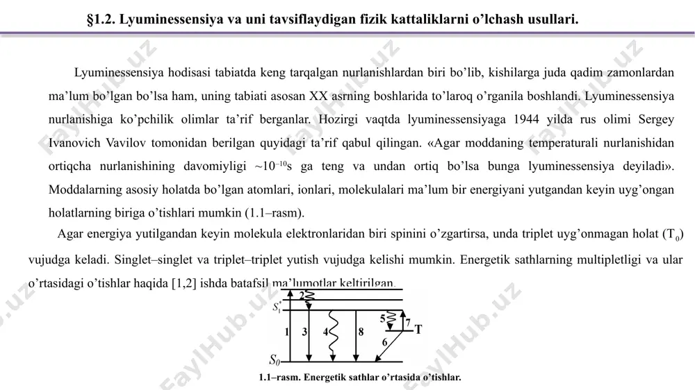 hini uyg’otuvchi yorug’lik to’lqin uzunligiga bog’liqligi ko’rsatilgan. 1.5–rasm. s.i.vavilov qonuni. ii – bob. tajriba qurilmalari va eritma tayyorlash usullari. §2.1. ob’ektlarni tanlash va eritma tayorlash usullari. ushbu ishning maqsadi past qutbli erituvchilar eritmalarida organik bo'yoqlarni yig'ish jarayonlarining tabiatini o'rganishdir. tadqiqot ob'ekti sifatida rodamin seriyasining ksanten bo'yoqlari-rodamin b va rodamin 3b tanlandi, ularning tarkibiy formulalari 1-jadvalda keltirilgan. ushbu moddalarning molekulalari qiziq, chunki ular suvda va qutbli va qutbsiz erituvchilarning ikkilik aralashmalarida eritilganda turli yo'llar bilan to'planadi. bu ularning xususiyatlari, tuzilishi bilan bog'liq, buning natijasida ularning agregatlari hosil bo'lganda molekulalararo vodorod aloqalarining paydo bo'lishi uchun turli xil sharoitlar yaratiladi. shunday qilib, masalan, rodamin b molekulalari rodamin 6j va 3b molekulalarida mavjud bo'lmagan cooh guruhiga ega. rodamin 6j, rodamin b va rodamin 3b dan farq qiladi. uning ko'p almashtirilgan amin guruhlarining har birida n-h qutbli bog'lanishining mavjudligi. rodamin 3b molekulalarida vodorod aloqalarini shakllantirishga yordam beradigan faol guruhlar umuman yo'q. dastlabki bo’yoq eritmalarini tayyorlash …