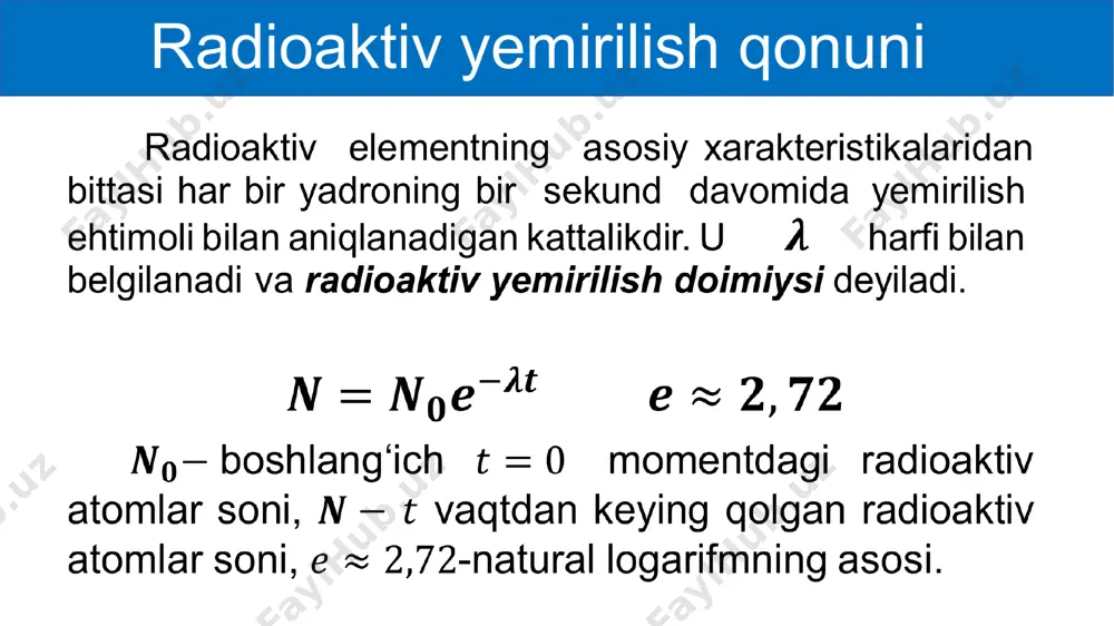 radioaktiv yemirilish qonuni - Page 5