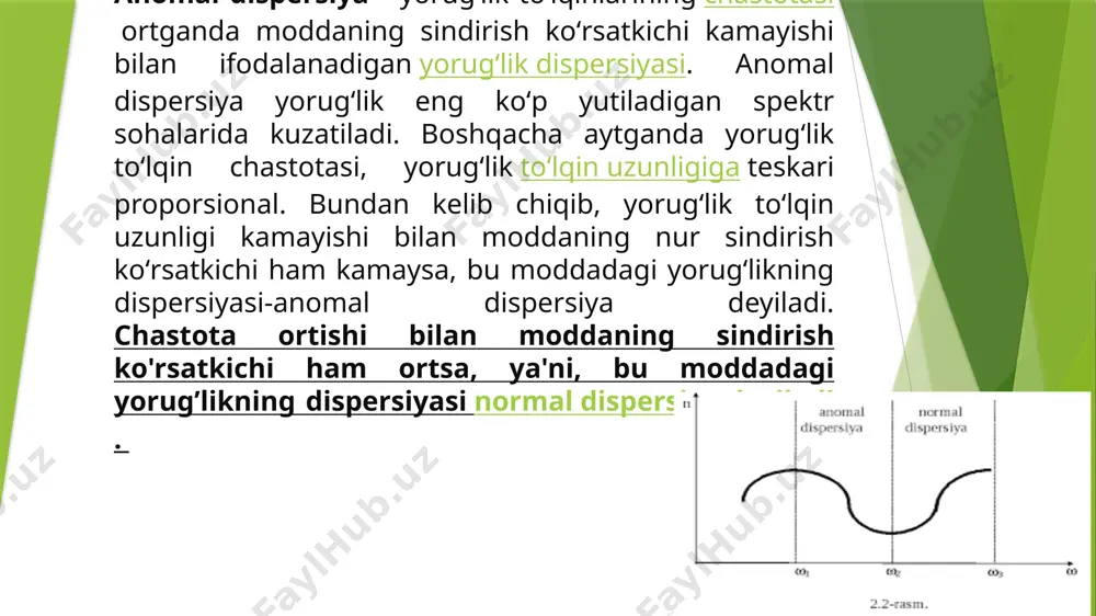 elektromagnit to’lqinlarning muhit bilan o’zaro ta’siri. yorug’lik dispersiyasi - Page 5