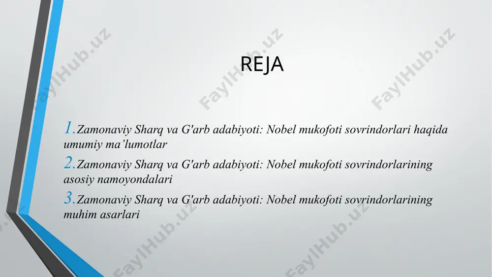 d tilidagi “idealisk” so‘zi “idealistik” va “ideal” deb tarjima qilingan. bu lev tolstoy va henrik ibsen kabi dunyoga mashhur yozuvchilarning bu mukofotni qo‘lga kiritolmasligiga sabab bo‘ldi. negaki ularning asarlari dastlab idealistik emas edi. nobel mukofoti birinchi marta 1901-yilda rene fransua armand (sully) prudhomme (rene fransua armand (sully) prudhomme)ga berilgan. u “yuksak idealizm, badiiy barkamollik, yurak va aql fazilatlarining noyob birikuvidan dalolat beruvchi she’riy kompozitsiyani yaratgani uchun nobel mukofotiga sazovor bo‘lgan. adabiyot yo‘nalishida nobel mukofotini qo‘lga kiritgan ayollar: selma lagerlof, grazia deledda, sigrid undset, pearl s. bak, gabriyela mistral, nelli saks, nadin gordimer, toni morrison, vislava shimborska, elfriyedris munis, elfriyedris munssing, alilins aleksiyevich, olga tokarchzuk, luiza glyuk, enni ernaux. rudyard kipling adabiyot bo‘yicha nobel mukofotining eng yosh laureatidir. britaniya mustamlakachiligi haqidagi pozitsiyasi bilan tanilgan romannavis, shoir va qissa yozuvchi kipling 1907-yilda nobel mukofotini olganida 42 yoshda edi. doris lessing adabiyot bo‘yicha nobel mukofotining eng keksa laureati hisoblanadi. 2007-yilda nobel mukofotini olganida …