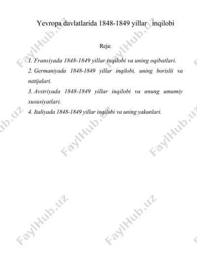 yevropa davlatlarida 1848-1849 yillar inqilobi — ZIP