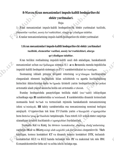 kran mexanizmlari impuls-kalitli boshqariluvchi elektr yuritmalari — PDF