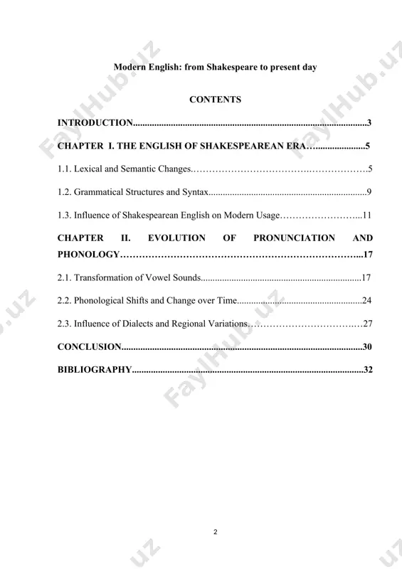 sive understanding of the language's evolution and its current sociolinguistic relevance. it will embark on a compelling journey through the centuries to unravel the lexical, grammatical, and phonological changes that have characterized the transition of english from its early modern roots to its modern manifestations. the course will also explore the foundational role of shakespearean english and its influence on contemporary usage, shedding light on the enduring impact of the bard's linguistic contributions. actuality of the course work: the study of modern english, from the shakespearean era to the present day, remains highly relevant and significant in contemporary linguistic and cultural discourse. the actuality of this course work is derived from the continued influence and impact of modern english on global communication, literature, media, and digital platforms. it provides valuable insights into the historical evolution and sociolinguistic dynamics of the english language, shedding light on its adaptability, diversity, and enduring …