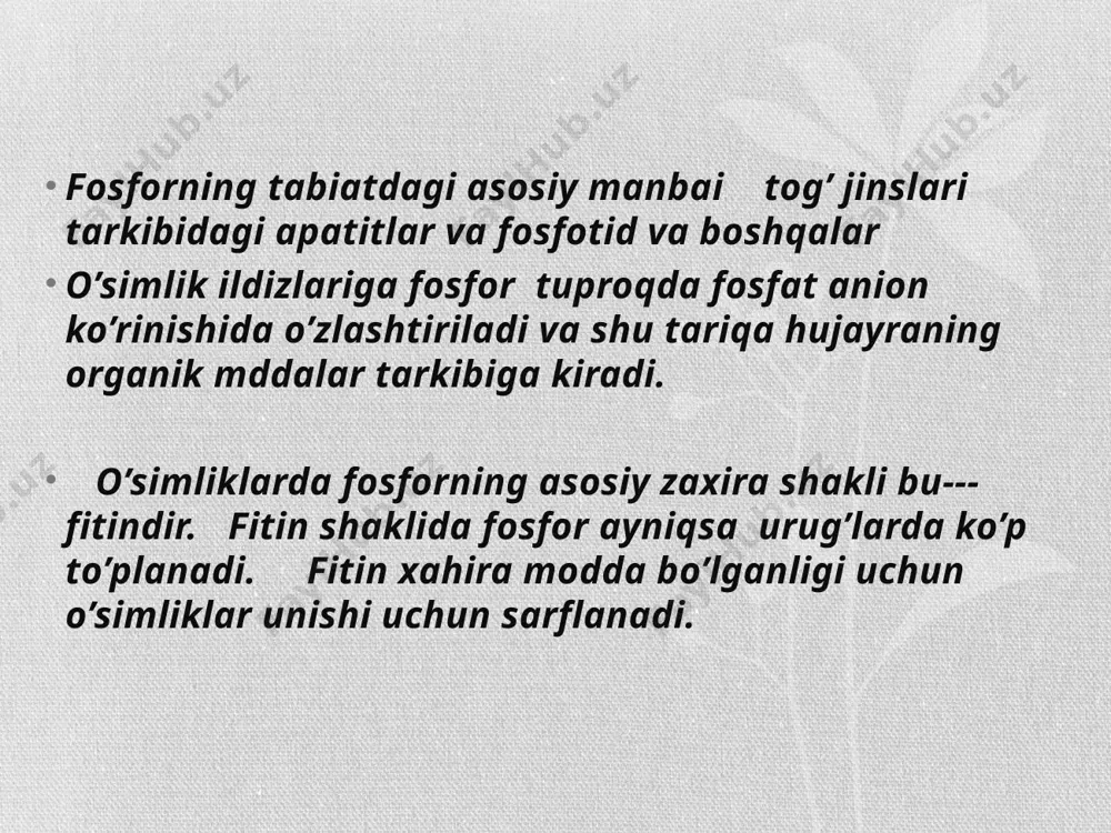 fosforli moddalar, ularning energiya almashinuvudagi ahamiyati - Page 5