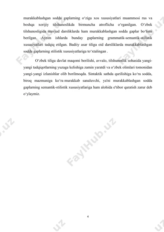 lak faqat oʻzi aniqlayotgan boʻlak bilan aloqaga kirishib qolmay, aniqlanmish bilan munosabatga kirishayotgan boʻlak bilan ham yoki gapning umumiy mazmuni bilan ham aloqaga kirishadi (yuqoridagi misolda birikmali aniqlovchi aniqlanmish bilan ham, kesim bilan ham aloqaga kirishgan). ammo bu ikki yoqlama munosabatning biri ham semantik, ham grammatik boʻlib, ikkinchi xil munosabat esa faqat semantikdir. ajratilgan boʻlaklarning sodda gap singari oʻz mustaqil, logik urgʻusi bor, u gap boʻlaklaridan pauza bilan ajralib turadi, oʻziga xos intonatsiyasi boʻladi.[footnoteref:2] ajratilgan boʻlaklardagi intonatsiya oddiy gap boʻlaklarining intonatsiyasiga oʻxshamaydi, ajratilgan boʻlak alohida, pasaygan (ba’zan koʻtarilgan) intonatsiya bilan talaffuz etiladi. odatda, ajratilgan boʻlakdan oldin kelgan, izohlanayotgan soʻzda intonatsiya koʻtariladi, ajratilgan boʻlakda esa intonatsiya pasayadi yoki odatdan tashqari koʻtariladi: oʻzingiz oʻylab koʻring: yam-yashil qir ostidagi zumraddek oʻtloq oʻrtasida qad koʻtargan oppoq imorat ustida-tepasida bir bahaybat qush aylanayotir. [2: sayfullayev a. hozirgi oʻzbek tilida gap boʻlaklarining semantikasi va grammatikasi. -t.: fan, 2000. ] ajratilgan boʻlaklar oʻziga xos xususiyatlari bilan, bir …