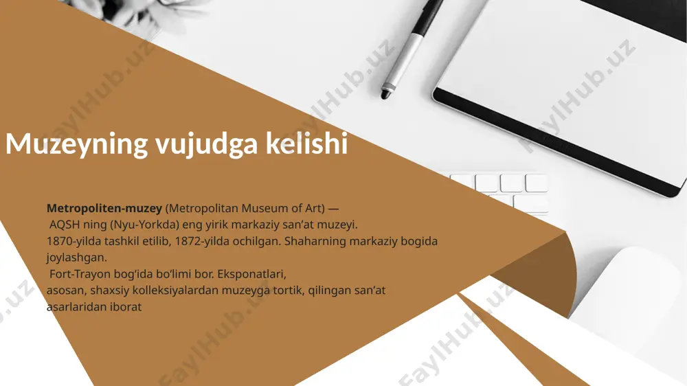aylandi. ta’kidlash joizki, 2007-yilda ko‘rgazmaga kirish uchun chiqarilgan 700 ta chiptaning har birining boshlang‘ich narxi 6500 aqsh dollarini tashkil etgan. kostyum instituti 12 muzeyning eng keng bo‘limlaridan biri turli davrlar va madaniyatlarda qo‘llanilgan qurol-aslahalarga bag‘ishlangan. ushbu kolleksiyaning ilk eksponatlari 1881-yilda sotib olingan. 1904-yilda muzey yevropa va yapon qurol-yarog‘larining ikkita yirik kolleksiyasini sotib oldi va bu kolleksiyalar tez orada xalqaro miqyosda mashhurlikka erishdi.eksponatlar orasida xv-xvi asrlarga oid eron va onado‘lidan kelgan qurol-aslahalar, shuningdek, usmonlilar imperiyasi va mo‘g‘ullar davlatining marvaridlari bilan bezatilgan qurollar mavjud. to‘plam hajmi qariyb 14 ming dona eksponatni tashkil etadi, ular orasida hukmdorlar tomonidan ishlatilgan ko‘plab aslahalar, shu jumladan, angliya qiroli genrix viii, fransiya qiroli genrix ii va imperator ferdinand i ning zirhlari ham bor. qurol-aslahalar bo‘limi 13 hozirgi kunda “metropoliten”da quyidagi bo‘limlar mavjud:amerika dekorativ san’ati bo‘limi; amerika rassomligi va haykaltaroshligi bo‘limi; qadimgi o‘rta sharq san’ati bo‘limi; qurol-aslahalar bo‘limi; afrika, okeaniya va amerika san’ati bo‘limi; osiyo san’ati bo‘limi; o‘rta …