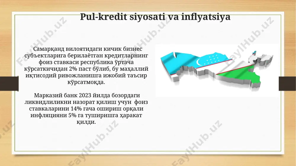 bozorga integratsiyalashuvning muhim ko'rsatkichidir. kichik va oʻrta biznesning rivojlanishi кичик ва ўрта бизнес учун солиқ имтиёзларининг жорий этилиши, хусусан, навоий вилоятида 20% гача солиқ ставкасининг пасайтирилиши, уларнинг фаолиятини рағбатлантирди. 2022 йилда ўзбекистоннинг кичик ва ўрта бизнес субъектларининг улуши яимда 60% дан ортиқни ташкил этди, бу тошкент шаҳри ва вилоятларида энг кўзга кўринган ривожланишни кўрсатади. sanoatda bozor munosabatlarining rivojlanishi андижон вилоятида 2010 йилдан кейин кичик ва ўрта корхоналарнинг саноатдаги улуши 15% дан 25% га ошган, бу бозор рақобатини кучайтирди ва инновацион технологиялар жорий этилишига туртки берди. сурхондарё вилоятидаги пахта тозалаш заводларида 2015 йилдан бошлаб бозор нархларига ўтиш натижасида ишлаб чиқариш самарадорлиги 10% га ошган ва экспорт потенциали яхшиланган. oʻzbekistonda bozor munosabatlarining shakllanishi tarixi 1990-yillarning boshlarida oʻzbekistonda, ayniqsa, toshkent va samarqand kabi yirik shaharlarda, kichik biznes va xususiy tadbirkorlikning tez sur’atlarda rivojlanishi bozor munosabatlarining dastlabki bosqichini belgilab berdi. qoraqalpogʻiston respublikasi va andijon viloyati kabi hududlarda agrar sektorning isloh qilinishi va yer munosabatlarining …