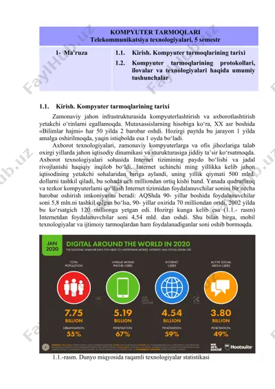 kompyuter tarmoqlari — DOCX