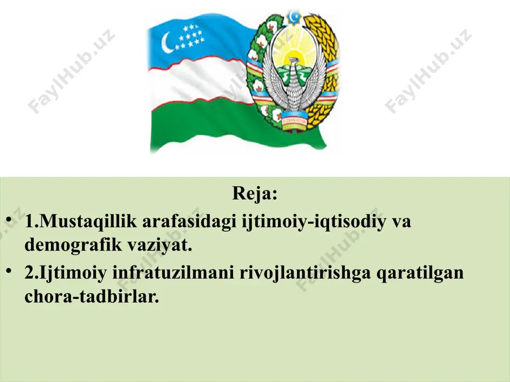 . mamlakatda daromadlarni oshirish kafolatlari amalga oshirildi. minimal ish haqi va boshqa to‘lovlar, qoida tariqasida, narxlarning o‘zgarishi bilan bog‘liq ravishda oldindan oshirilib, bu aholining to‘lov qobiliyatining saqlanishini ta’minladi va fuqarolarning turmush darajasining keskin pasayishiga yo‘l qo‘ymadi. aholining kam ta'minlangan qatlamlariga ijtimoiy yordam ko'rsatish mexanizmi mahalla ko’p bolali oilalar yetimlar yoshlar nogironlar nafaqaxo'rlar o‘zbekiston respublikasining "ta’lim to‘g‘risida" (1992, 1997), "kadrlar tayyorlash milliy dasturi to‘g‘risida" (1997), "fuqarolarning sog‘lig‘ini muhofaza qilish to‘g‘risida" (1996) qonunlarning qabul qilinishi shundan dalolat beradi. ijtimoiy siyosatni amalga oshirishning uchinchi yo‘nalishi kam ta’minlanganlarni ijtimoiy himoya qilish va qo‘llab-quvvatlash bo‘yicha aniq chora-tadbirlarni qabul qilishdan iborat bo‘ldi. aholini ijtimoiy himoya qilishning ikkinchi yo‘nalishi ichki iste’mol bozorini himoya qilish bilan bir qatorda, asosiy turdagi oziq-ovqat mahsulotlari va nooziq-ovqat tovarlari iste’molini doimiy darajada ushlab turishdan iborat edi. islohotlar chuqurlashishi bilan ular xalqaro va milliy standartlarga muvofiq ravishda o‘zgardi. islohotlarning dastlabki bosqichida, og‘ir iqtisodiy vaziyatga qaramay, muhim ijtimoiy muammolarni hal qilish uchun zaxiralar topildi …