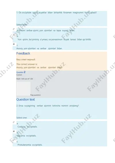 ensa suyagi anatomiya test savollari — PDF