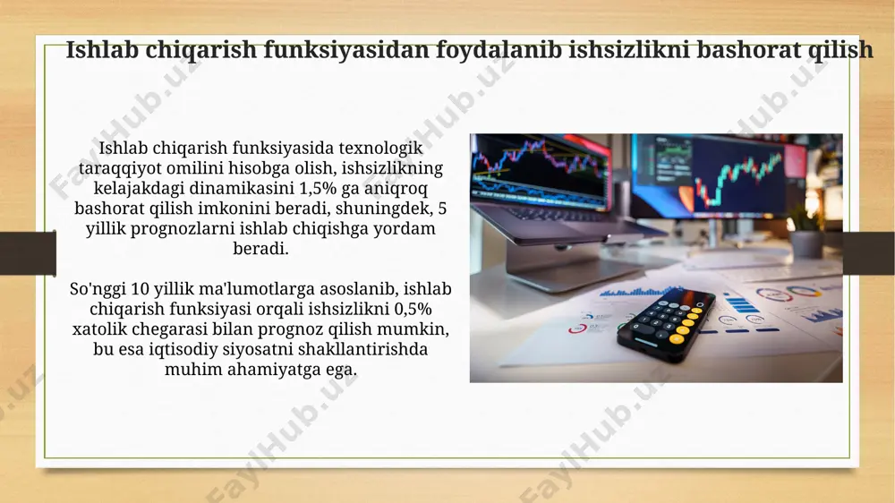 – mehnat (l) va kapital (k) ning 0,7 va 0,3 ko'rsatkichlari bilan ifodalanadi va ularning samaradorlikka ta'sirini ko'rsatadi. ishlab chiqarish funksiyasining parametrlarini baholash usullari instrumental o'zgaruvchilar usuli, endogenlik muammosini hal qilishda qo'llanilib, 0,5 dan yuqori korrelyatsiya koeffitsientiga ega bo'lgan o'zgaruvchilarni tanlash orqali aniqroq natijalar beradi. ko'p omilli regressiya tahlili, r-kvadrat kabi statistik ko'rsatkichlar yordamida ishlab chiqarish funksiyasi parametrlarining aniqligi va mosligini baholashga yordam beradi. ishlab chiqarish funksiyasi va davlat siyosati so'nggi 10 yil ichida o'tkazilgan empirik tadqiqotlar shuni ko'rsatdiki, davlat tomonidan ta'limga ajratilgan xarajatlarning 1% o'sishi ishlab chiqarish funksiyasidagi mehnat unumdorligini 0,5% ga oshiradi. davlatning investitsion siyosati, xususan, infratuzilmaga 5 milliard dollar miqdoridagi sarmoya kiritish, cobb-douglas ishlab chiqarish funksiyasida umumiy omil unumdorligini 3% ga oshirishi mumkin. ishlab chiqarish funksiyalari haqida umumiy ma'lumot cobb-douglas funksiyasi kabi ishlab chiqarish funksiyalarining ko'plab turlari mavjud bo'lib, ular ishlab chiqarish jarayonida kapital va mehnatning nisbiy ulushini o'z ichiga oladi, masalan, 0.3 va 0.7. ishlab chiqarish …