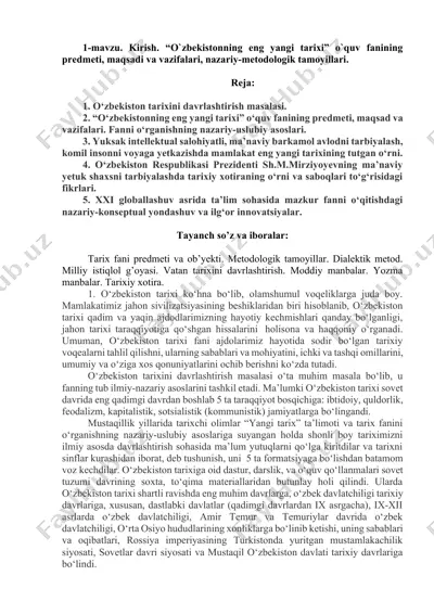 o‘zbekistonning eng yangi tarixi — DOCX