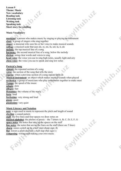 music vocabulary — DOCX