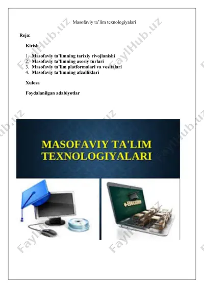 masofaviy ta’lim texnologiyalari — DOCX