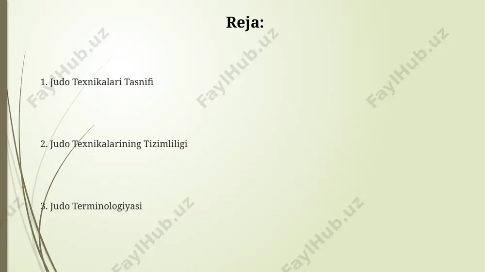 , 7 ta asosiy guruhga bo'lingan 67 ta usul, jumladan, qo'l texnikalari (20 ga yaqin), oyoq texnikalari (25 dan ortiq) va toshkentlik murabbiylarning tajribasiga asoslanib o'rganiladi. judo musobaqalarida texnikalarning qo'llanilishi judo musobaqalarida 2023-yilgi toshkent grand prix'ida 66 kg vazn toifasida g'olib bo'lgan judoka tomonidan 10 dan ortiq seoi-nage texnikasi muvaffaqiyatli qo'llanildi. ippon-seoi-nage va ura-nage kabi 7 ta asosiy nakata-waza texnikasi, 2022-yilgi parij olimpiadasida 15 ta final bahsida kamida 3 marta qo'llanilgan. o'zbekistonning andijon shahridagi judo bo'yicha yoshlar musobaqasida, 20 dan ziyod ishtirokchi tomonidan gosoku-maki-komi texnikasi turli xil modifikatsiyalarda qo'llanildi. oyoq ushlash texnikalari (ashi-waza) аши-вазалар 10 та асосий гуруҳга бўлинади, улардан 4 таси кўпинча япониянинг кодокан жидо клубида ўргатилади ва 6 таси камроқ машҳурдир. "укигоши" каби аши-ваза техникалари рақибнинг оёғини ерга қулатишга, 1-2 секунд ичида техникани амалга оширишга ва рақибни тезкор ҳаракат билан иммобилизация қилишга қаратилган. оёқдан ушлаш техникалари (аши-ваза), масалан, "татими" 200 йилдан ортиқ вақт давомида ривожланиб, турли минтақаларда ўзгаришларга …