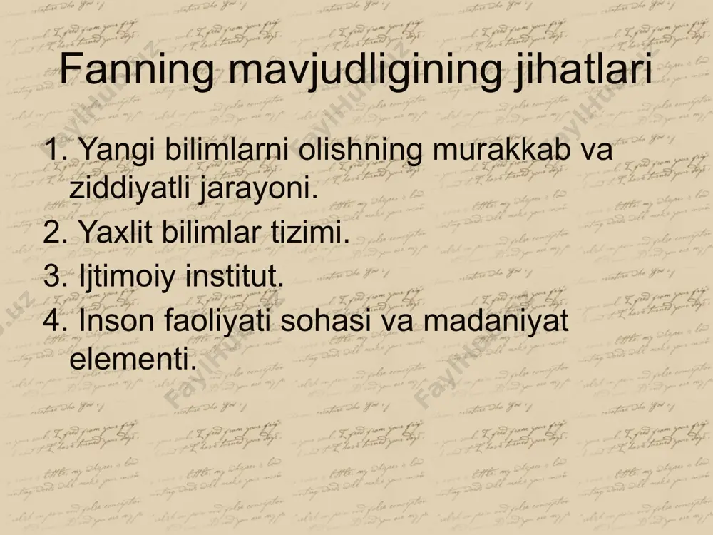 adi. 4. asta-sekin yangi paradigmaga aylana oladigan faraz va nazariyalar ilgari suriladi. 5. aksariyat olimlar yangi paradigma atrofida birlashadilar va "normal fan" bilan ishtiyoq bilan shug'ullanishni boshlaydilar, ayniqsa, yangi paradigma darhol yangi hal qilinmagan muammolarning ulkan maydonini ochadi. yangi paradigmaning shakllanishi o'z-o'zidan eskisining yo'q bo'lib ketishiga va yo'qolishiga olib kelmaydi. fanning rivojlanishi turli paradigmalarning birgalikda yashashi va raqobat jarayonidir. kuhning ta'kidlashicha, eski paradigmalar "odamlarning qalbi va ongida ularning vakillari sifatida yashaydi". kun fan rivojida olimlar jamoalarining rolini alohida ta'kidlaydi. образец текста второй уровень третий уровень четвертый уровень пятый уровень birinchi inqilob xvii - xviii asrning birinchi yarmi dunyoning mexanik tasviri voqelikning umumiy ilmiy surati sifatida; ob'ekt - qat'iy belgilangan ulanishlarga ega bo'lgan mexanik qurilma sifatida kichik tizim, butunning xususiyati qismlarning xususiyatlari bilan to'liq aniqlanadi; ob'ektivlikka erishish uchun uning bilim faoliyati sub'ekti va tartiblari bilimdan butunlay chiqarib tashlanadi; mexanik sabablar va mohiyatlarni izlash, tabiat haqidagi bilimlarni mexanika tamoyillari va tushunchalariga qisqartirish …